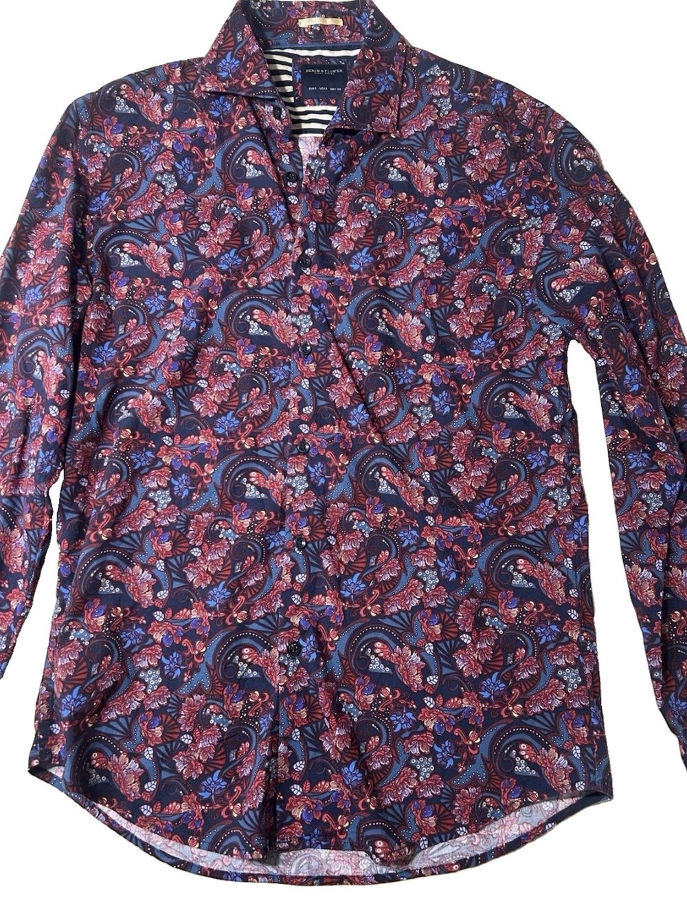 Denim & Flower Ricky Singh Paisley Floral Button Up Shirt Men’s Small